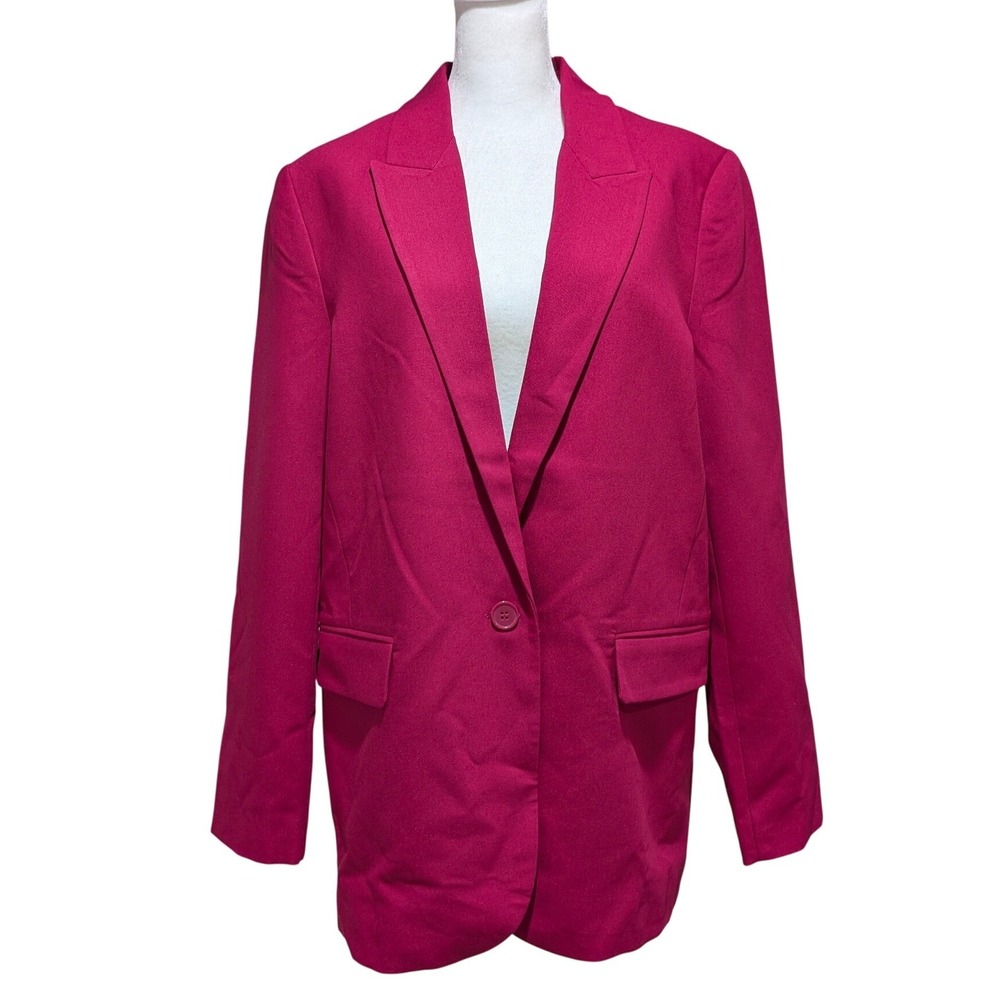 Piombo Womens Magenta Pink Single Button Blazer Jacket Size 12 NWT